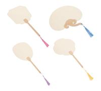 PACKOVE Éventails à Main Vierges pour Peinture 4 Pièces en Papier et Bois Décoration Vintage Beige Couleur Aléatoire pour Usage Estival et Banquets Traditionnels