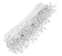 PACKOVE Garniture Perlée pour Rideau en Fil de Polyester Blanc 9 Cm, Bordure à Franges Polyvalente et Décorative pour Maison et Magasin de Vêtements