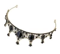 PACKOVE Grosse Couronne Noire pour Mariée et Soirée, Tiare Élégante pour Coiffure de Princesse, Accessoire Chic pour Cérémonie et Photo de Mariage
