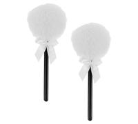 PACKOVE Houppette de Poudre Corps Moelleuse 2pcs en Peluche Blanche avec Design Baguette de Fée, Toucher Doux et Prévention des Grumeaux pour Maquillage Délicat