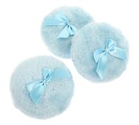 PACKOVE Houppettes à Poudre Pour Bébé Douces 3 Pièces Rondes 8 Cm Coton Pur Bleu Multifonctions Bien-être Bébé Usage Quotidien