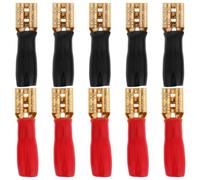 PACKOVE Kit de 10 Cosses à Sertir en Cuivre Plaqué Or 4.8p Gaine Isolante pour Bornes de Câble de Haut-parleur Automobile, Connecteurs Électriques Compatibles pour Installation Audio