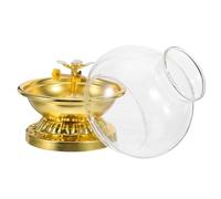 PACKOVE Lampe à Huile Décorative Vintage en Alliage et Verre Base Épaissie pour Usage Intérieur et Contemplation, Lanterne Lotus Rétro pour Décor de Temple Spirituel