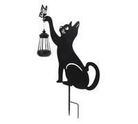 PACKOVE Lampe Solaire à Piquet Extérieure en Fer Forme de Chat pour Jardin et Cour, Éclairage Décoratif Léger sans Électricité, Batterie 300mah, Ambiance Chaleureuse