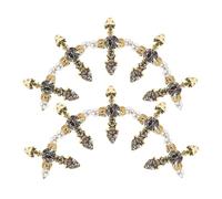 PACKOVE Lot De 10 Breloques En Alliage Pour Décoration D'Ongles Breloques Fantaisie Éblouissantes Pour Halloween Croix Strass Argentés Rose UV Or Blanc Gemmes Hello Golden