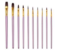 PACKOVE Lot de 10 Pinceaux Multi-usages en Nylon Manche Violet, Pinceaux Professionnels pour Aquarelle, Gouache et Peinture à L'huile, Taille Compacte, Ensemble Léger pour Artistes