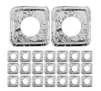 PACKOVE Lot de 100 Protège-brûleurs en Aluminium 3,5 Μm Épais pour Cuisinière à Gaz, Plaques de Recouvrement Anti-huile Jetables, Carrés, Protection Facile à Nettoyer Cuisine Gaz