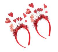 PACKOVE Lot de 2 Bandeaux Rouges de Cœur 9 Paillettes Accessoires pour Cheveux Saint-Valentin et Fêtes Décorations de Mariage et Festivals Bandeaux Festifs pour Femmes et Filles