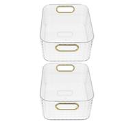 PACKOVE Lot de 2 Boîtes de Rangement Rectangulaires en Plastique Transparent pour Cosmétiques et Petits Objets, Résistant aux Chocs, pour Salle de Bain et Dressing