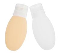 PACKOVE Lot De 2 Bouteilles De Voyage En Silicone 100 Ml Compressibles Blanc Et Jaune, Distributeurs Rechargeables Pour Shampoing Et Lotion, Kit Hygiène Portable Pour Voyages Et Camping Ventouses