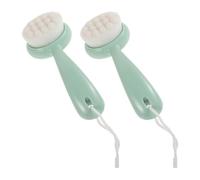 PACKOVE Lot de 2 Brosses Exfoliantes Visage avec Manche Long en Plastique, Poils Doux pour Nettoyage Profond, pour Voyage et Usage à Domicile