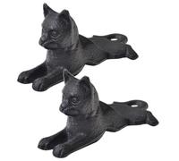 PACKOVE Lot de 2 Butées de Porte en Fonte Forme Chat Noir 15,5x7,5x6,5 Cm, Cale Coupe-Vent Antidérapante pour Maison Bureau, Protection Murale et Décoration Originale