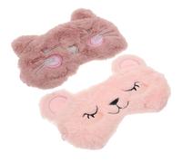 PACKOVE Lot de 2 Masques de Sommeil en Peluche Motif Animaux Mignons, Protection des Yeux Confortable Cordon Élastique Ajustable pour Tourisme et Camping