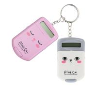 PACKOVE Lot de 2 Mini Calculatrices Porte-clés Format Petit, Plastique Rose et Gris, Calculatrice Électronique Portable Fonctions D’Addition, Soustraction, Multiplication et Division,