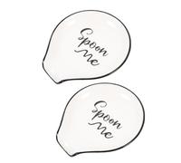 PACKOVE Lot de 2 Repose-cuillères en Céramique Beige, Facile à Nettoyer et Prévient les Résidus de Graisse, Cuisine Comptoir