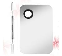 PACKOVE Lot de 2 set de sets de Palettes en Acier Inoxydable 115 X 75 CM 2 Spatules pour Nail Art et Maquillage Kit Professionnel pour Mélanger Fond de Teint et Pigments Accessoires