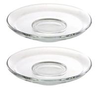 PACKOVE Lot de 2 Soucoupes en Verre Rondes Transparentes Multifonctions pour Thé, Protégeant la Table, pour Salon de Thé ou Hôtel Réutilisable