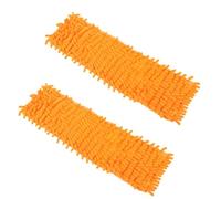 PACKOVE Lot de 2 Têtes de Balai Plat en Microfibre Orange, Serpillière de Remplacement Absorbante et Lavable, Chiffon de Nettoyage Pratique pour Sols, Fenêtres et Coins, Accessoires