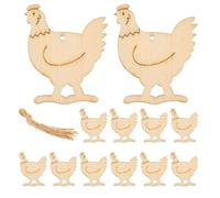 PACKOVE Lot de 20 Pendentifs en Bois de Coq avec Corde, Décorations de Pâques Créatives, Bois Lisse et Accessoires DIY pour Porche et Anniversaire