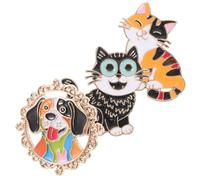 PACKOVE Lot De 3 Broches Pour Sac À : Broches Uniques En Émail, Motif Chat Et Chien, Petites Broches En Forme D'animaux De Dessin Animé, Bijoux Pour Sac À, Chapeau, Veste,