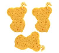 PACKOVE Lot de 3 Éponges de Bain pour Bébé en Cellulose de Bois, Douces et Absorbantes, Créant une Mousse Riche Bain Confortable Style Aléatoire