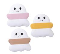 PACKOVE Lot De 3 Houppettes à Maquillage Fantômes, Tailles Mini, Sèches Et Humides, Pour Femmes, Utilisation Quotidienne Et Voyage, Couleurs Rose, Jaune Et Marron