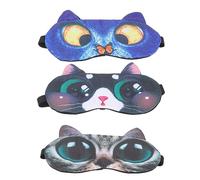 PACKOVE Lot De 3 Masques De Sommeil En Soie Pour Femmes Motif Animal De Dessin Animé En Velours Doux