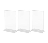 PACKOVE Lot de 3 Présentoirs Acryliques Double Face Transparent Format A6 pour Affichage de Menus, Panneaux d'Information et Supports de Communication en Restaurants, Bureaux et