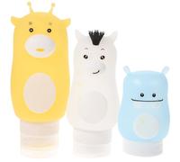 PACKOVE Lot de 3 Set de Set de Bouteilles Distributrices Vides en Silicone pour Voyage, 50ml, 70ml et 90ml, Design Cartoon Formes Lapin, Shiba Inu et Ours, Sûres et Style Plusieurs styles