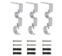 PACKOVE Lot de 3 Supports de Tringles à Rideaux Doubles en Fer Argenté, Accessoire Robuste pour Barre de Rideaux, Adapté à Différentes Tailles, pour Salon et Bureau