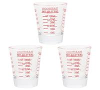 PACKOVE Lot de 3 Tasses à Mesurer en Verre Rouge 30 Ml Faciles à Transporter Nettoyer, pour Café et Hôtel avec Design Léger et Simple