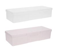PACKOVE Lot De 4 Boîtes à Outils Pour Ongles Compactes Couvercles, Organisateurs De Manucure Blancs Et Roses, Rangement Pratique Pour Brosses Et Accessoires De Nail Art à Domicile