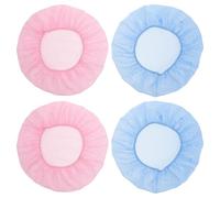PACKOVE Lot de 4 Bonnets de Nuit en Maille Respirante, Ajustables et Lavables, Filets à Cheveux pour Femmes, Bleu Clair et Rose, Protection Douce Anti-frisottis, Adaptés pour Cheveux