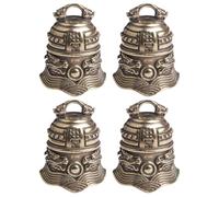 PACKOVE Lot de 4 Cloches en Cuivre Rétro à Double Dragon, Pendentifs Artisanaux en Laiton pour Porte-clés et Décoration Suspendue, Breloques Créatives pour Bijoux DIY et Accessoires