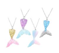 PACKOVE Lot de 4 Colliers Queue de en Acier Inoxydable Pendentifs Dégradés Violet Or Bleu et Multicolore Bijoux pour Femmes et Présents de Fête et Accessoires Élégants