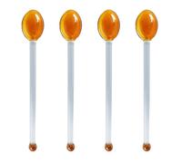 PACKOVE Lot de 4 Cuillères en Verre Résistantes la Chaleur Long Manche, Multifonctionnelles et Faciles à Nettoyer, pour Café et Dessert la Maison L'hôtel