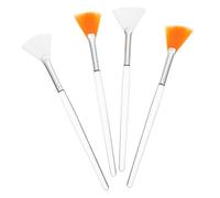 PACKOVE Lot De 4 Pinceaux Pour Masque Facial D’éventail 14 Cm, Poils Doux, Silicone Souple, Orange Et Blanc, Pour Soins Du Visage, Usage Professionnel Et Voyage