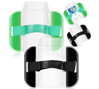 PACKOVE Lot de 4 Porte-badges de Bras Réglables, Brassards pour Cartes D'identité et Badges Professionnels, 2 Verts et 2 Noirs, Matériel Transparent pour Personnel et Travailleurs