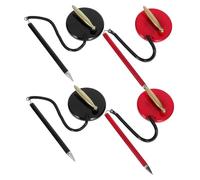 PACKOVE Lot de 4 Set de Set de Stylos à Encre pour Signature avec Base Ronde Stable, Couleurs Noir et Rouge, Stylo de Réception Professionnel pour Réunions, Mariages et Événements