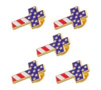 PACKOVE Lot de 5 Épinglettes Croix Patriotique en Alliage Solide, Décoration Drapeau Américain Bleu, Blanc, Rouge pour Fête de L’indépendance, Costumes et Événements Formels