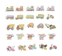 PACKOVE Lot de 50 Boutons en Bois Colorés à Motifs de Voitures et Transports, 25 Mm, Ensemble DIY pour Couture, Scrapbooking et Loisirs Créatifs, Boutons de Vêtements Couleur Aléatoire