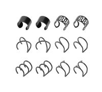 PACKOVE Lot de 6 Paires de Clips D’Oreille Non Percés en Acier Inoxydable Noir Unisexe Accessoires Créatifs Femme et Homme Décoration D’Oreille Légère et Confortable pour Usage