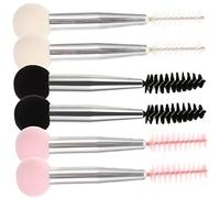 PACKOVE Lot de 6 Pinceaux Maquillage Double Tête avec Éponge, Kit Sourcils et Cils, Taille Moyenne, pour Usage Quotidien, Couleur Rose, Blanc et Noir, Accessoires Cosmétiques Polyvalents