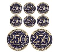 PACKOVE Lot de 8 Broches Patriotiques Commémoratives 250e Anniversaire Usa 3 Cm, Épingles à Revers en Métal Robuste, Accessoires Polyvalents pour Fête Nationale et Bijoux de Campagne
