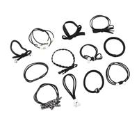 PACKOVE Lot de Élastiques à Cheveux Perles Imitation Très Élastiques pour Queue de Cheval Noir