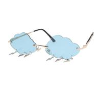 PACKOVE Lunettes de Soleil Asymétriques sans Monture en Polycarbonate Forme Nuage Pendentif Éclair Dégradé Vert Doré Unisexes pour Fêtes Soirées et Activités en Extérieur