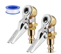 PACKOVE Mandrin de Gonfleur de Pneus en Laiton 2 Pièces Ruban D’étanchéité, Raccord à Verrouillage Rapide, Embout Droit Compatible Voiture, Moto et Camion, Accessoire Compresseur D’air