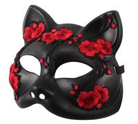 PACKOVE Masque de Renard Halloween Demi Visage Plastique Masque de Chat Cosplay Réutilisable pour Adultes Accessoire de Fête Carnaval et