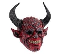 PACKOVE Masque Intégral de Diable Cornu Rouge en Mousse pour Halloween Masque Effrayant de Cosplay Sangles Élastiques Ajustables pour Soirées Déguisées et Bals Masqués