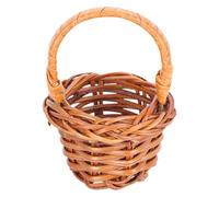 PACKOVE Mini Panier en Rotin Poignées, Décor Champêtre, Rangement | Panier de Fleurs, Mini Format à Main, Accessoire Photo, pour Maison de Poupée et Décoration